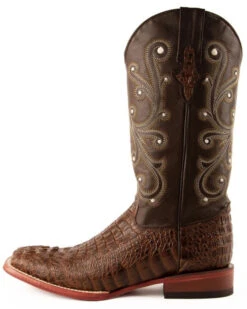 Ferrini Men's Caiman Croc Print Western Boots - Broad Square Toe -Coral Shoes Shop 036G45 36 P3