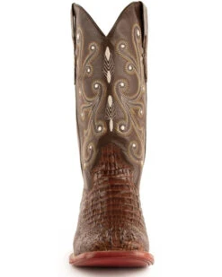 Ferrini Men's Caiman Croc Print Western Boots - Broad Square Toe -Coral Shoes Shop 036G45 36 P4