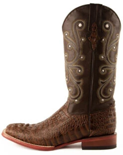 Ferrini Men's Caiman Croc Print Western Boots - Broad Square Toe -Coral Shoes Shop 036G45 7059 P3