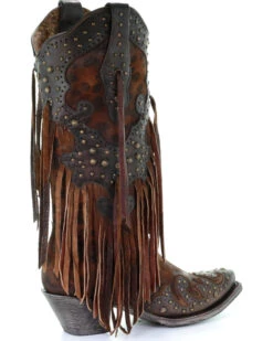 Corral Women's Leopard Stud & Fringe Western Boots - Snip Toe -Coral Shoes Shop 2000241028 271 D2