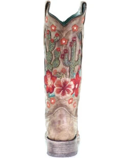 Corral Women's Cactus Floral Embroidery Overlay Western Boots - Square Toe -Coral Shoes Shop 2000282865 251 P4