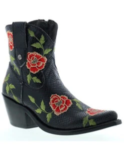Liberty Black Women's Adela Rose Embroidery Fashion Booties - Snip Toe